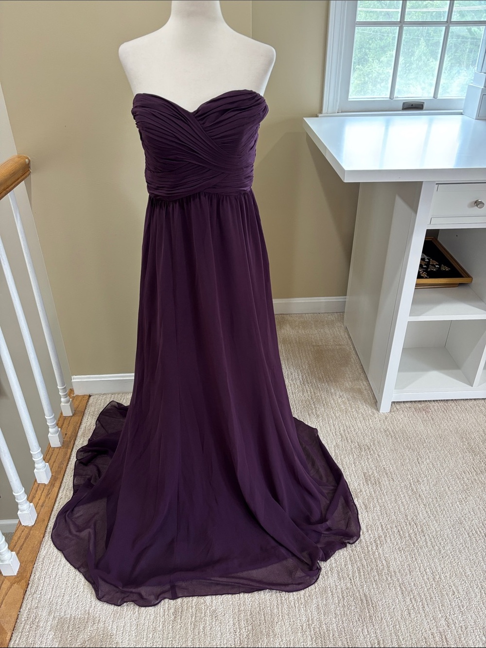 Lauren Ralph Lauren  Strapless Deep Plum/Wine Chiffon Gown Size 6 EUC